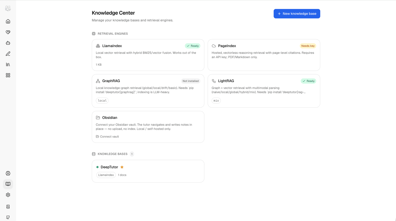 DeepTutor 知识中心总览