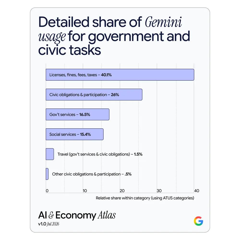 政府与公民事务类 Gemini 使用的细分构成