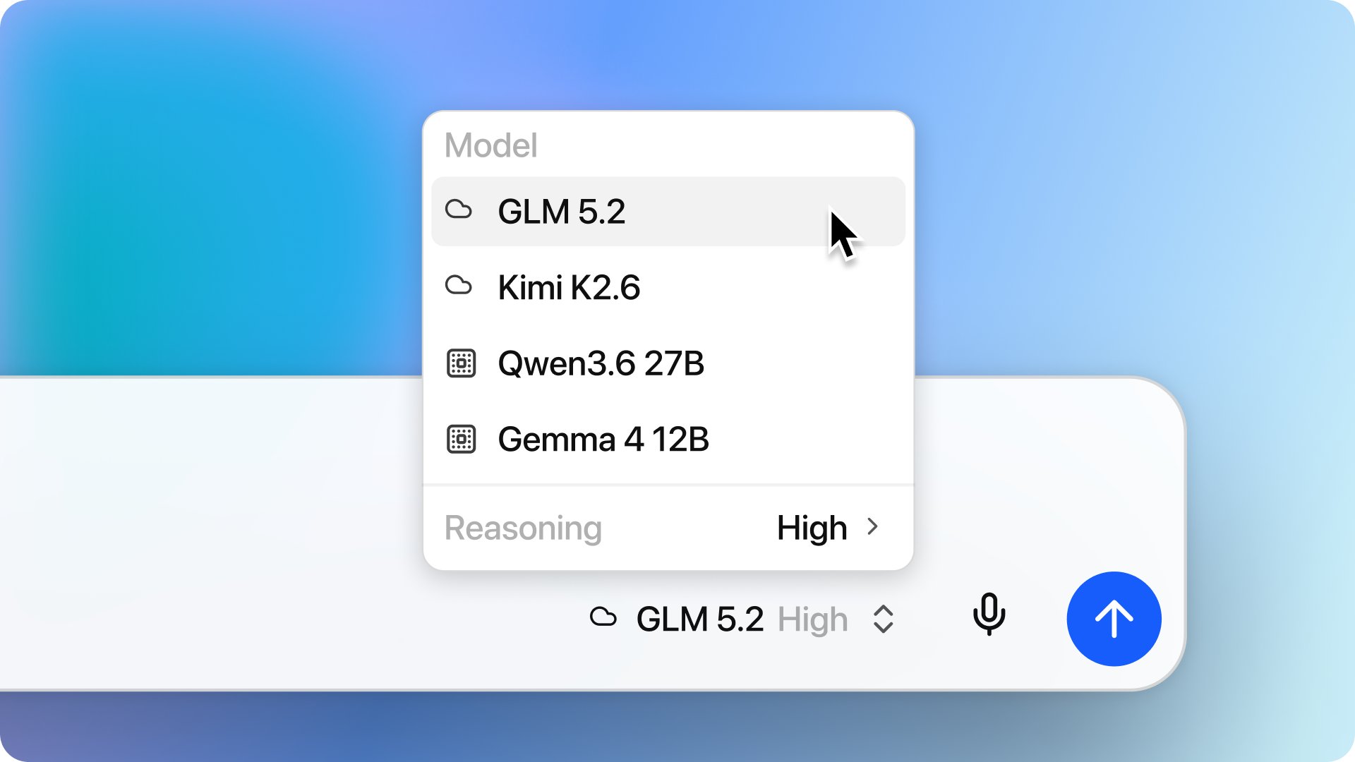 云端前沿开源模型 GLM 和 Kimi，默认零数据保留