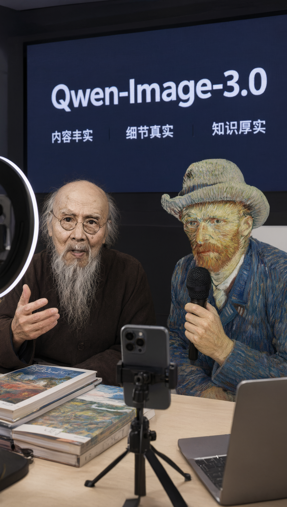 齐白石与梵高在直播间