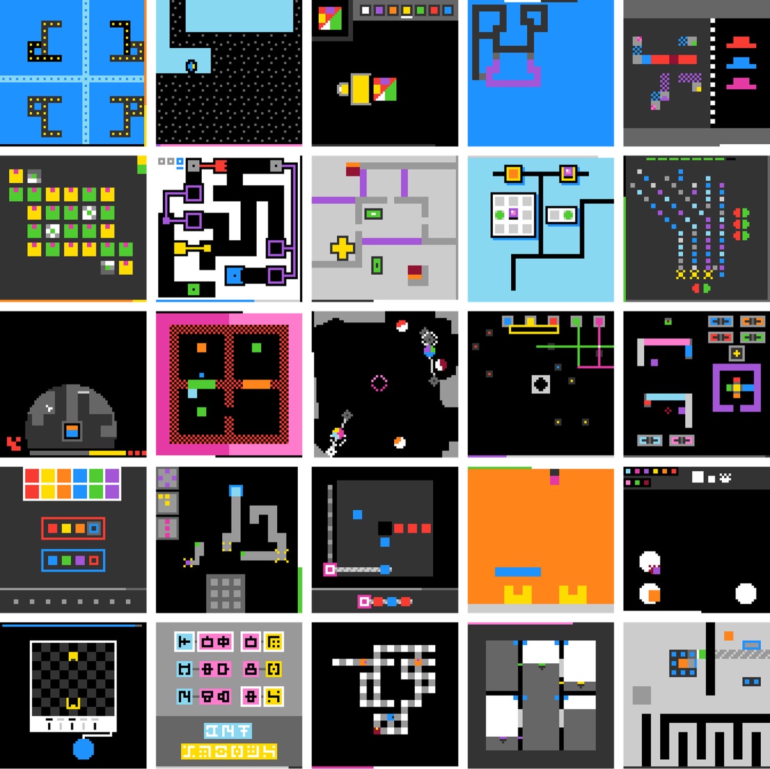 ARC-AGI-3 的 25 局公开游戏画面拼图