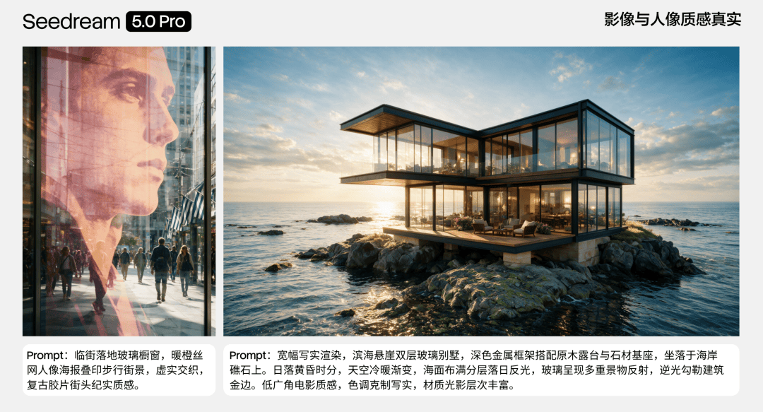 街景橱窗玻璃多层反射与滨海悬崖玻璃别墅的材质表现