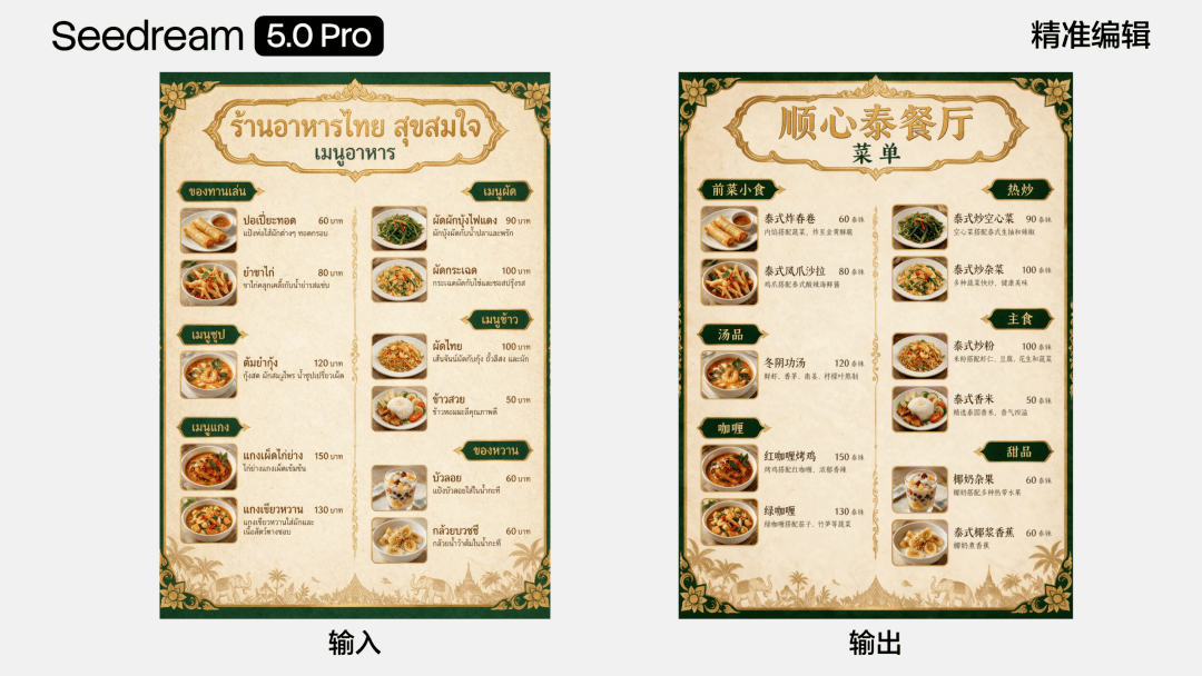 海外菜单翻译成中文，排版位置一一对应