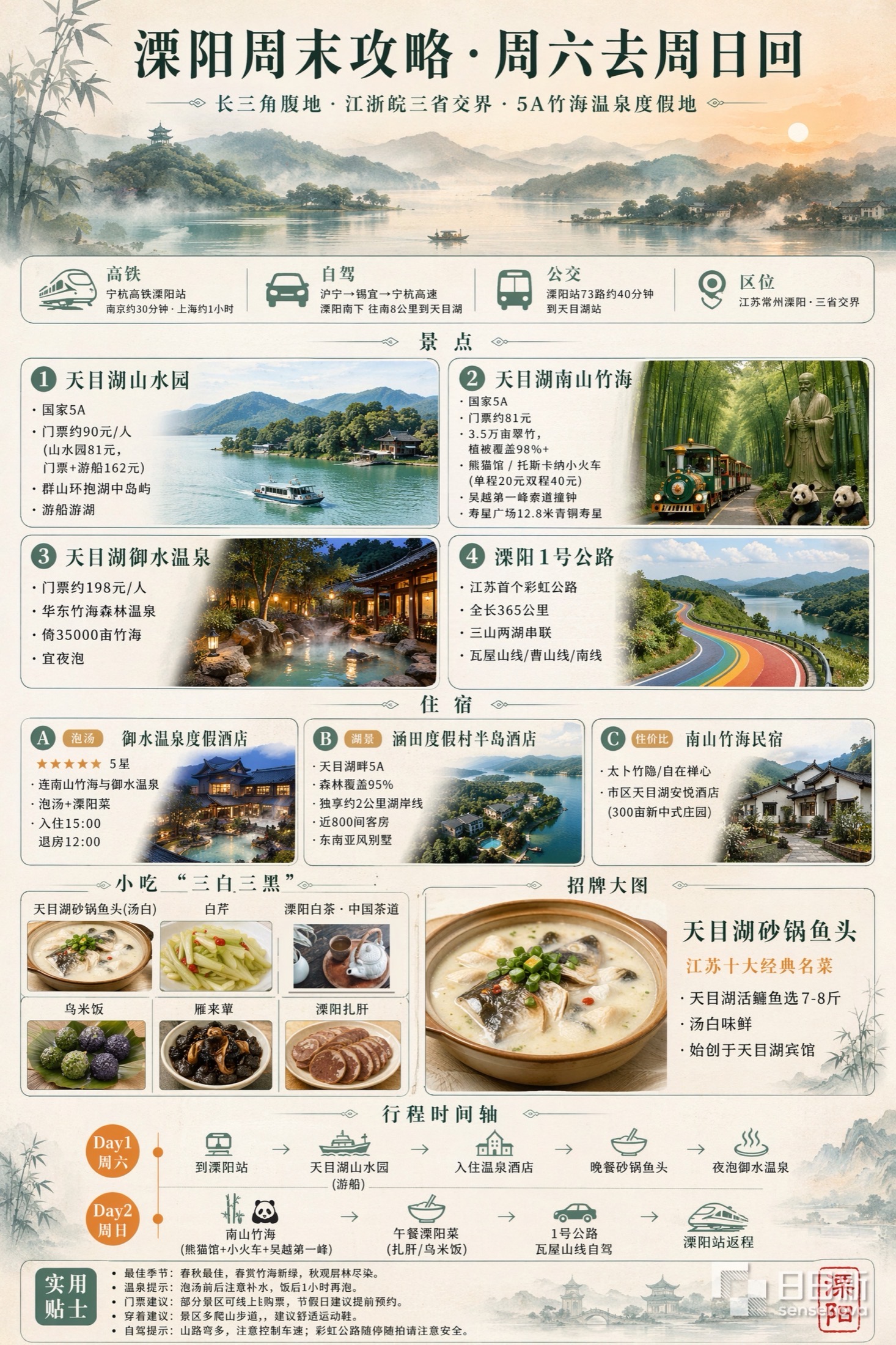 溧阳周末旅游攻略信息图